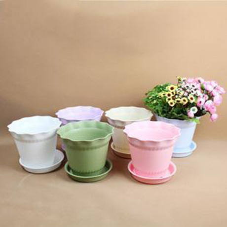 塑料花盆 罗马之风系列 树脂花盆 彩色桌面花盆 送托盘