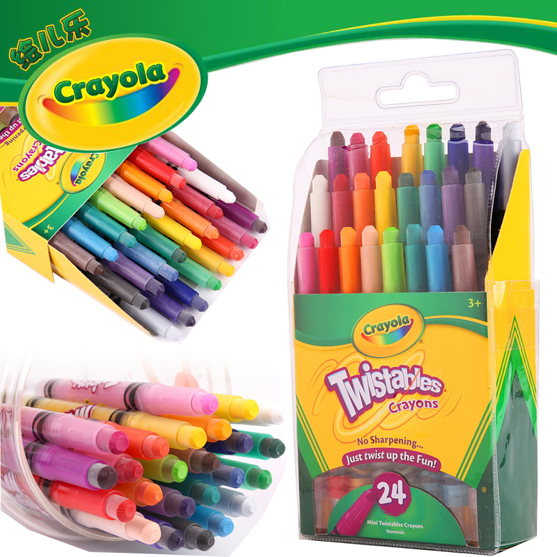 美国正品绘儿乐 24色装迷你可拧转蜡笔 旋转蜡笔 52-9724基础色彩