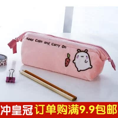 韩国可爱小清新逗逗毛绒创意文具袋较大容量多功能中学生女生笔袋