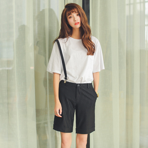 2015夏季新品女装背带裤女五分裤子韩版