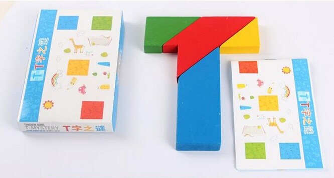 木制儿童智力彩色四巧板经典拼图玩具T字之谜游戏幼儿园生日礼