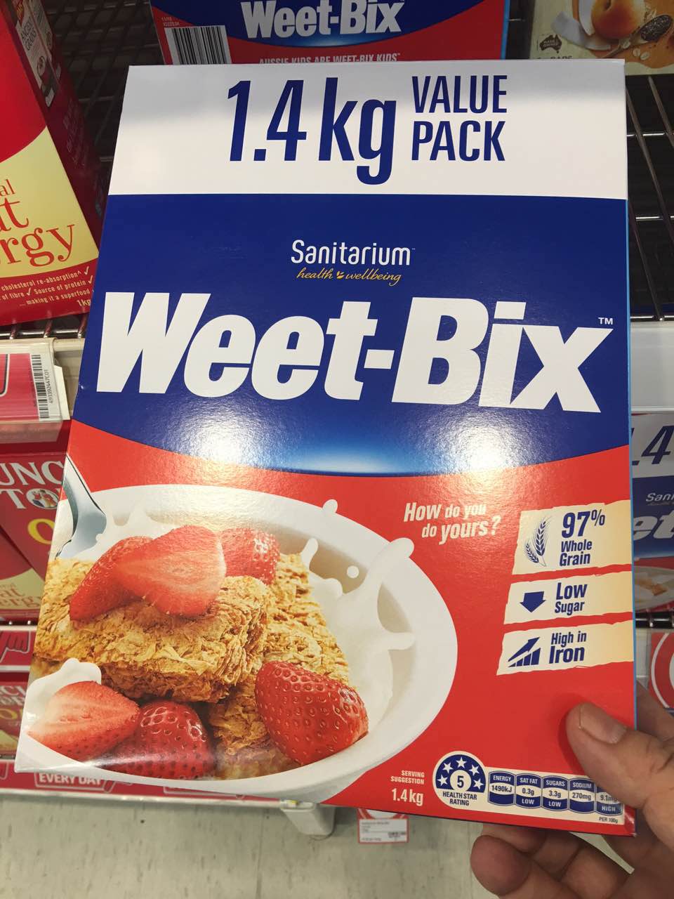 澳洲直邮包税1.4kg麦片Weet-bix即食免煮全谷物营养麦片低糖高铁