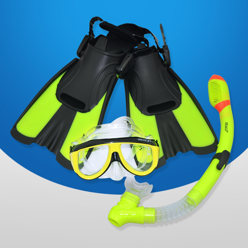 成人游泳装备短脚蹼 泳镜全干式呼吸管浮潜三宝 儿童潜水三件套