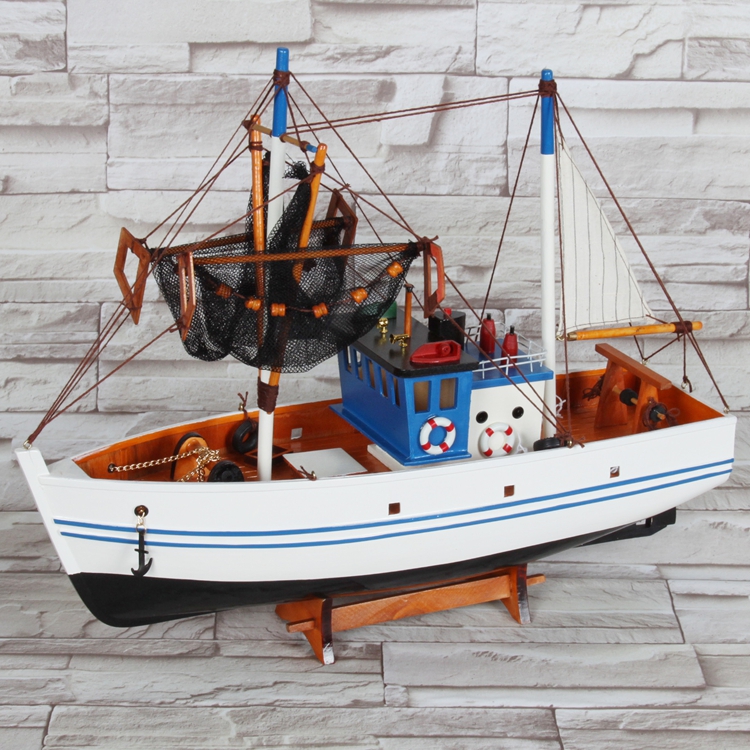 特价包邮木制帆船渔船家居摆设实木船模型海洋风格地中海系列装饰