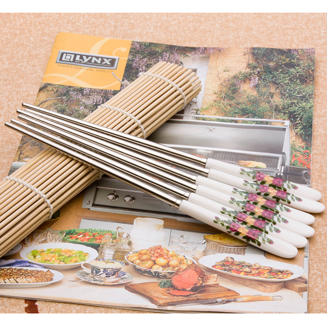 新品特价 不锈钢陶瓷柄筷子，韩式创意可爱大号筷子 1双装