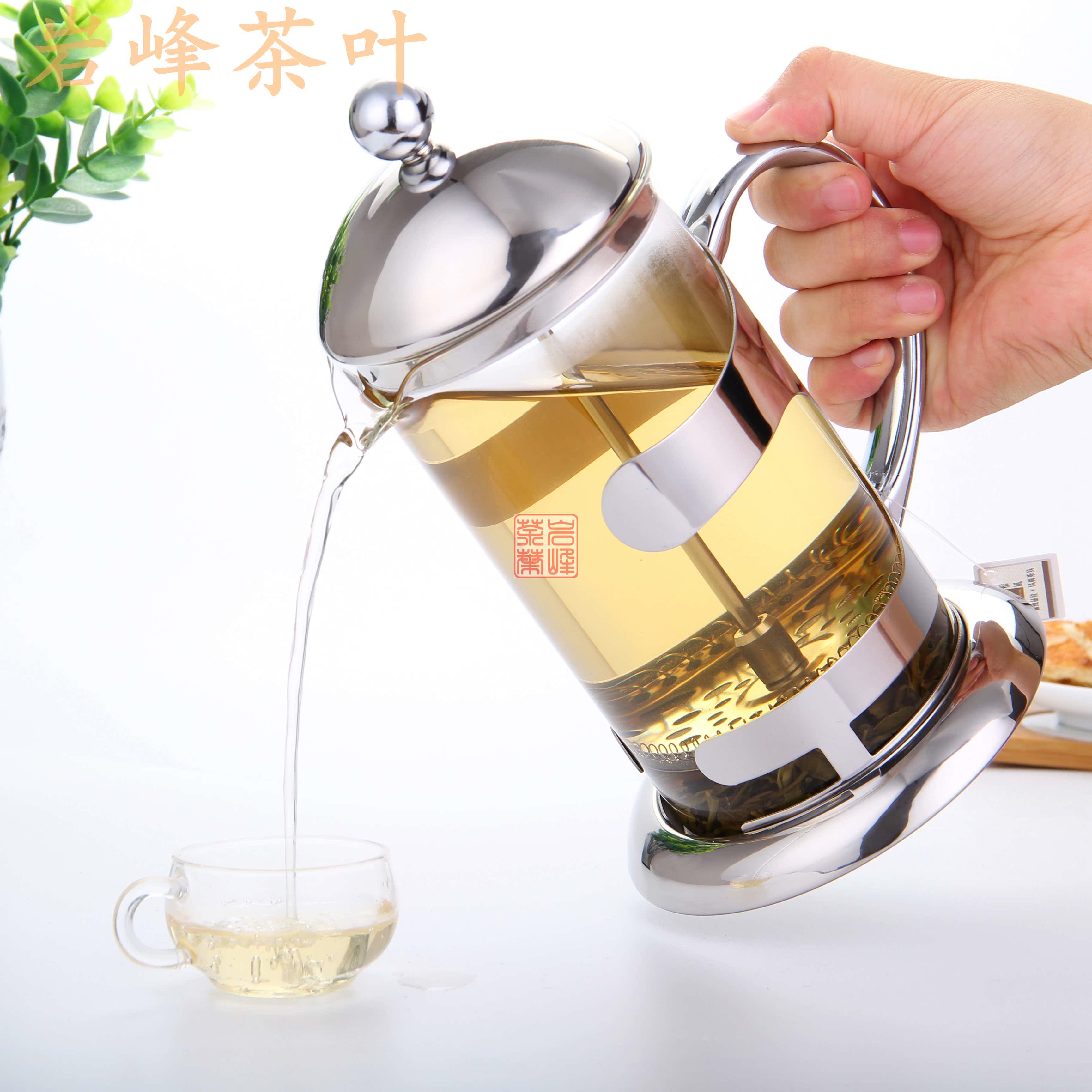 雅风耐高温玻璃泡茶壶冲茶器不锈钢超细过滤网/滤压咖啡壶 1000ml