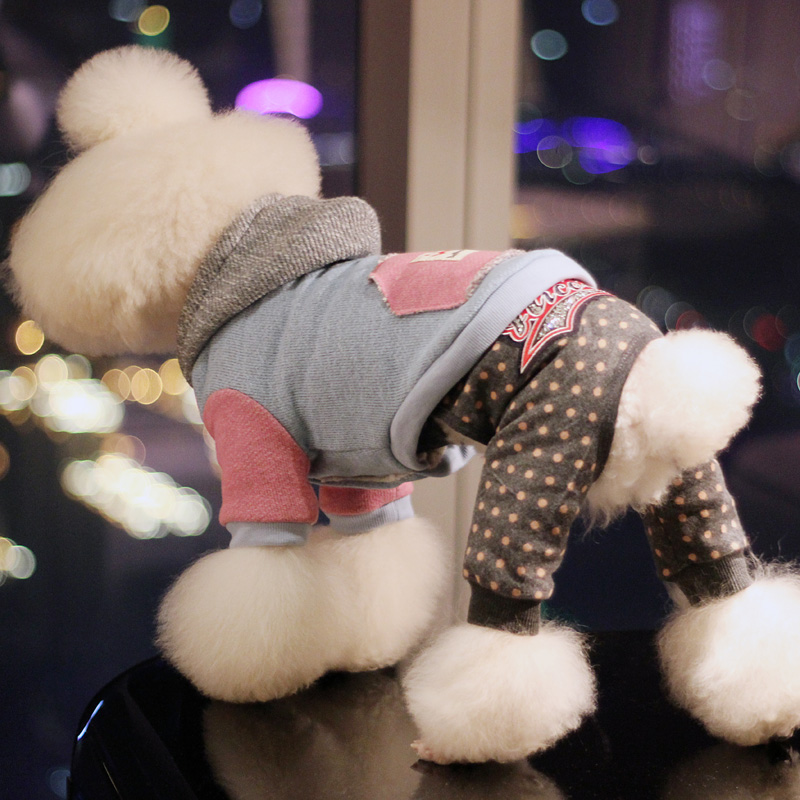 妮克威尔nicovaer宠物用品泰迪狗狗衣服小型犬 怀旧拼色加厚卫衣