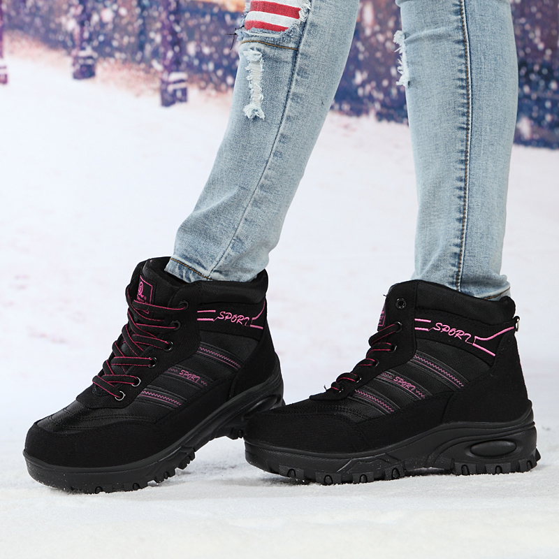 2015冬季保暖女靴内增高女鞋雪地靴厚底加绒棉鞋潮黑色运动休闲鞋