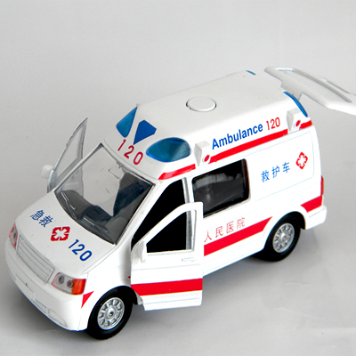 儿特爱合金车模 120救护车玩具警车儿童玩具车回力声光面包急救车