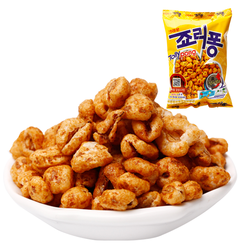 韩国进口零食 CROWN可瑞安大麦粒89g/袋 膨化食品爆米花营养粗粮