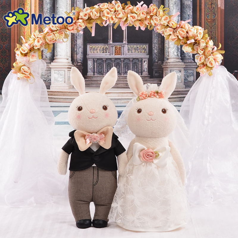 metoo咪兔婚纱公仔情侣兔毛绒玩具新婚压床娃娃一对生日结婚礼物