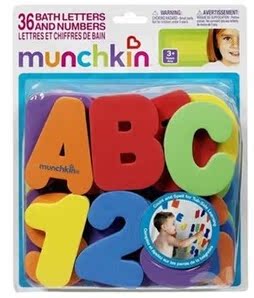 美国麦肯奇Munchkin麦肯齐36片戏水洗澡字母数字贴 宝宝洗澡玩具