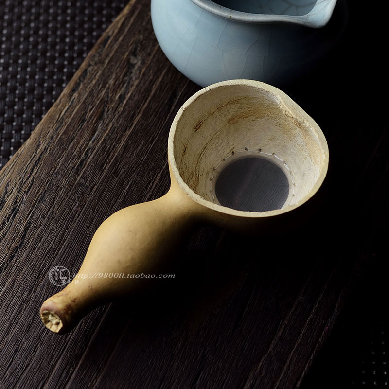 工夫茶具 天然葫芦 手工茶滤 日式长柄茶滤网 茶道零配 滤茶渣
