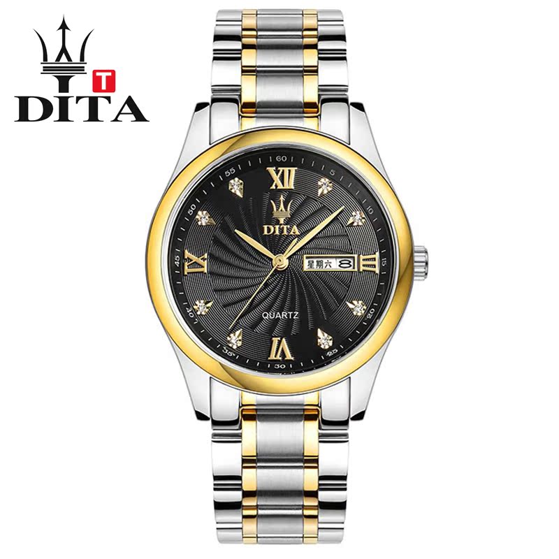 迪塔正品商务男士手表 超薄手表 精钢防水石英手表 联保品牌学生