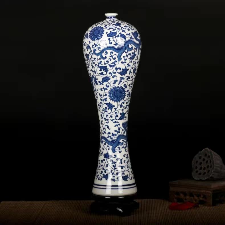 景德镇陶瓷器小号中式花瓶花插花器仿古家居客厅餐桌装饰品小摆件