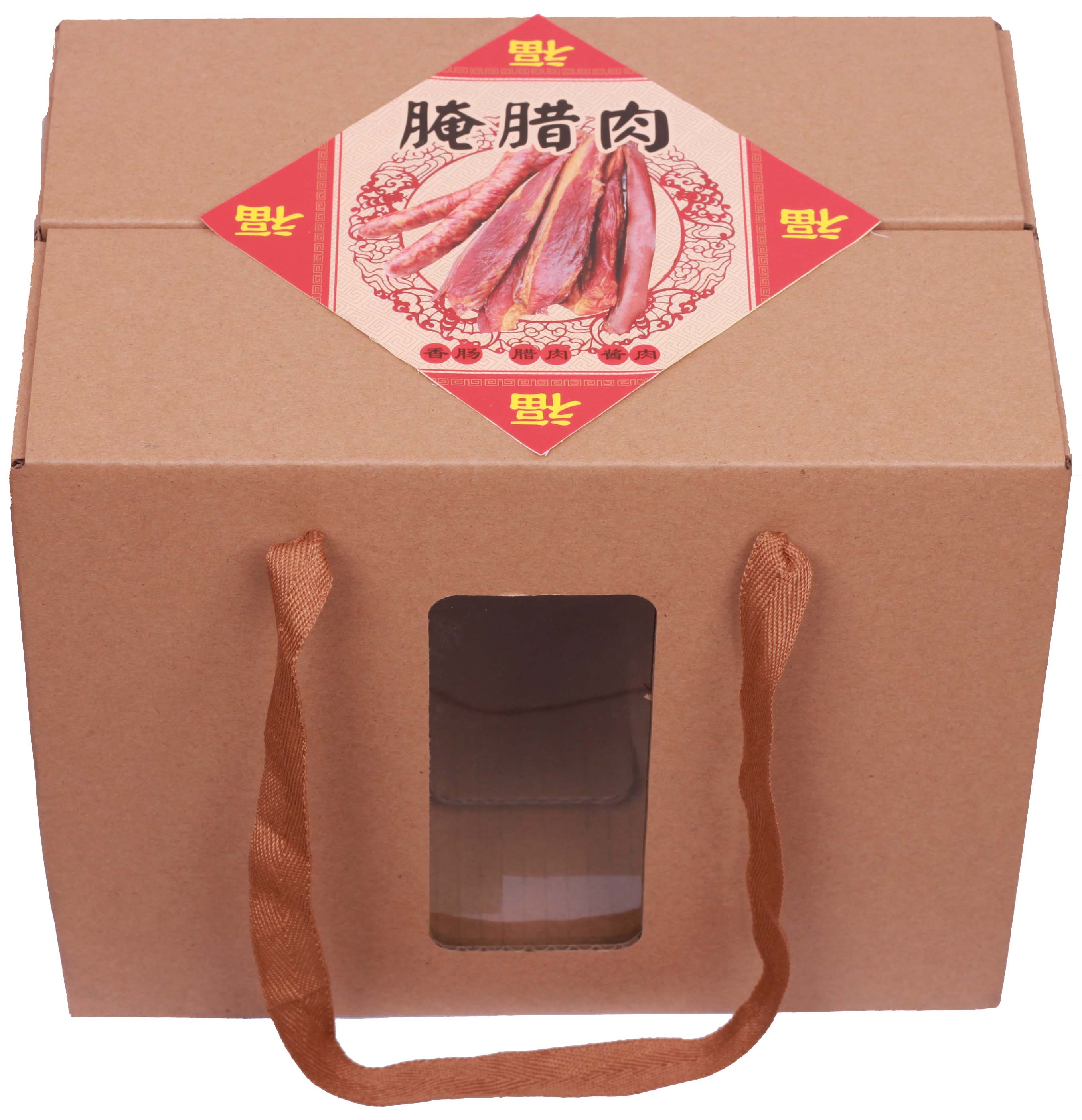 现货香肠腊肉水果干果鸡蛋土特产通用牛皮纸礼盒子包装纸箱批发