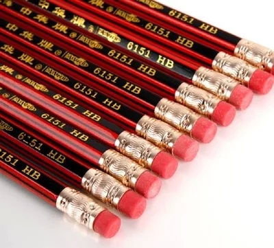 铅笔HB 传统木制带橡皮头铅笔小学生专用无毒无铅上海产HB批发价