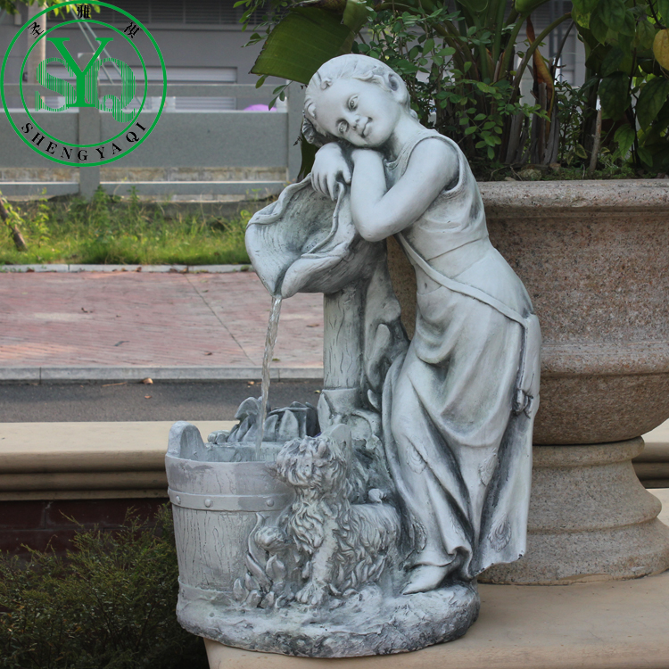 欧式流水喷泉摆件创意花园庭院水景 落地流水喷泉 家居装饰品摆设