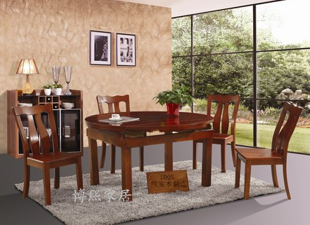 实木餐桌可伸缩橡木跳台现代小户型餐桌椅组合