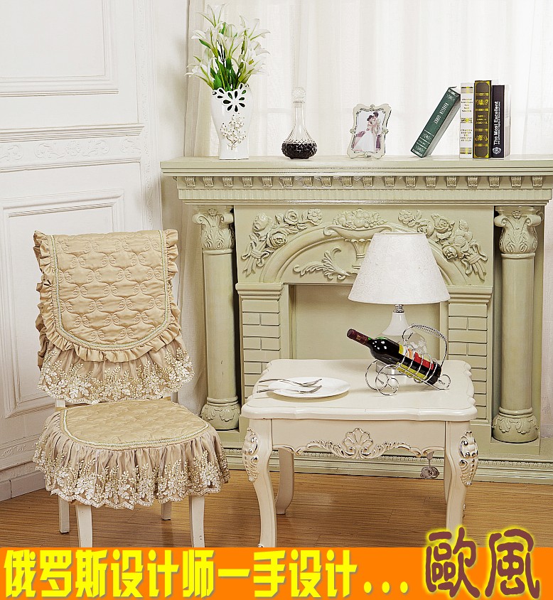 创新世纪豪华高档欧式加大南韩绸蕾丝珍珠餐椅靠背套坐垫防滑包邮
