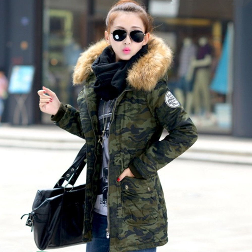 韩版中长款学生棉衣女2015冬装休闲外套加绒加厚修身毛领大码棉服