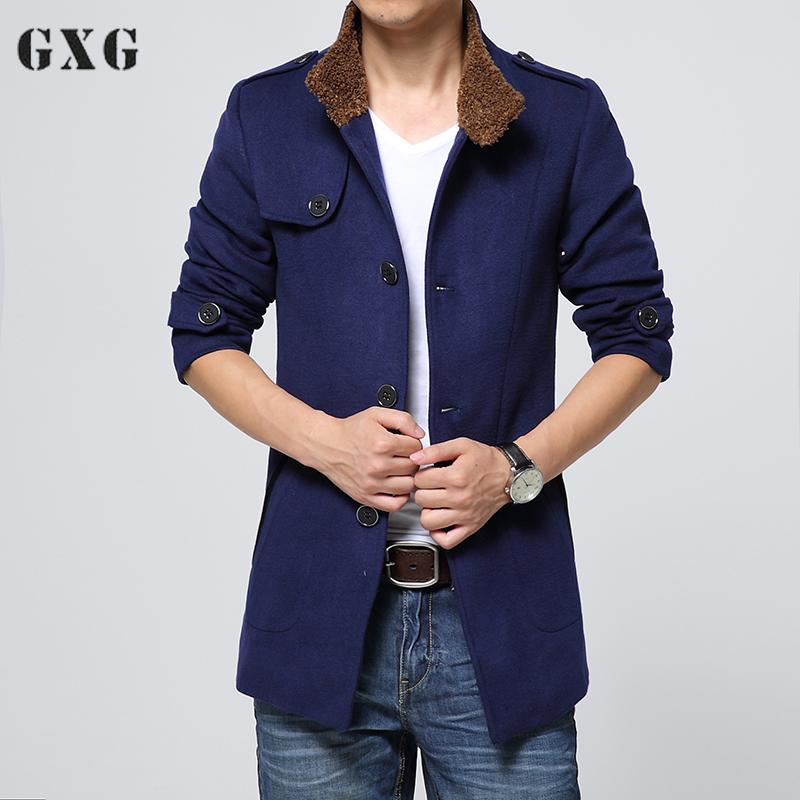 2014冬装GXG大衣男士韩版修身英伦时尚中长款羊毛呢子大衣男装潮