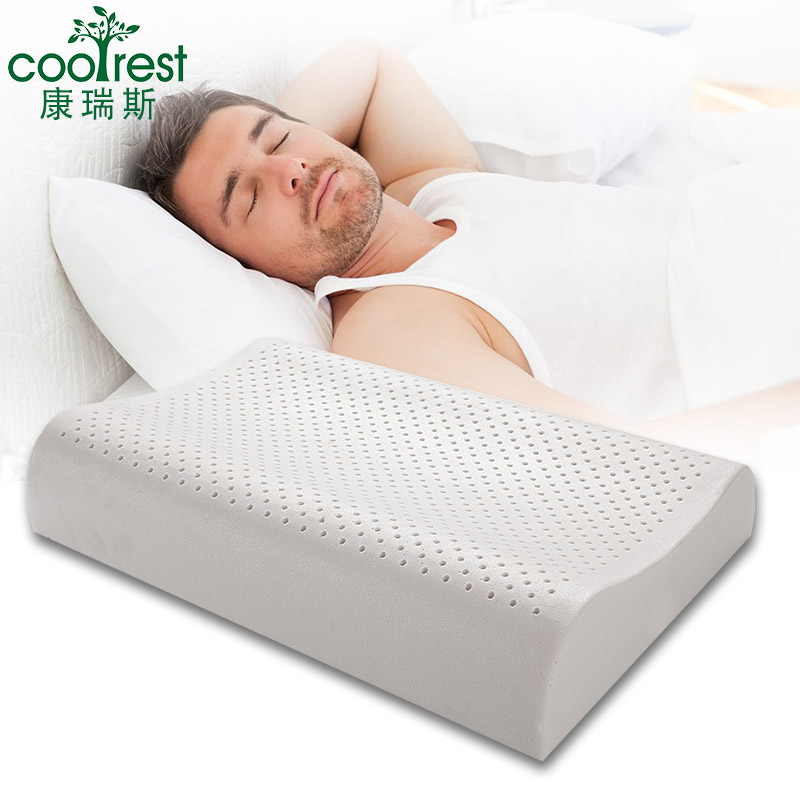 coolrest天然进口乳胶枕头加高平面枕保健枕护颈颈椎乳胶枕 枕芯