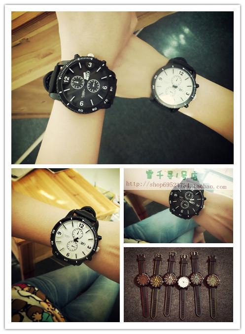 一又二分之一的夏天张灏尼坤同款韩版潮大表盘硅胶手表 情侣手表