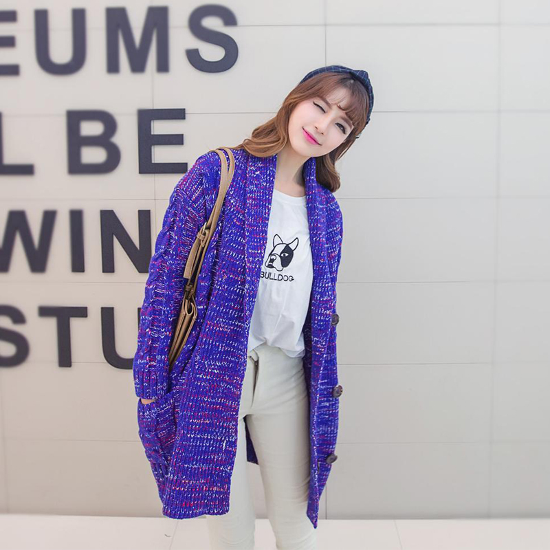秋季新品2015韩版宽松厚毛衣针织开衫女装外套
