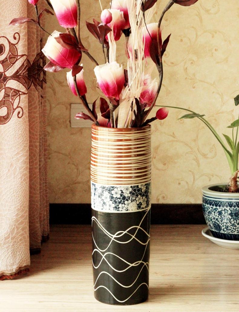 景德镇瓷器陶艺欧式意创客厅落地干花插花器大花瓶家居装饰品摆件