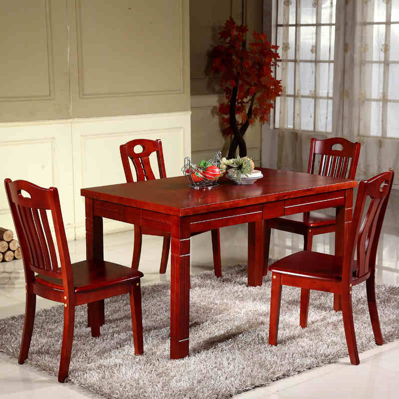 恋上家 橡木餐桌 长方形 实木餐桌椅组合 西餐桌方桌 小户型