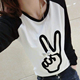 2015春装新款韩版修身显瘦手指T恤长袖纯棉t恤女打底衫