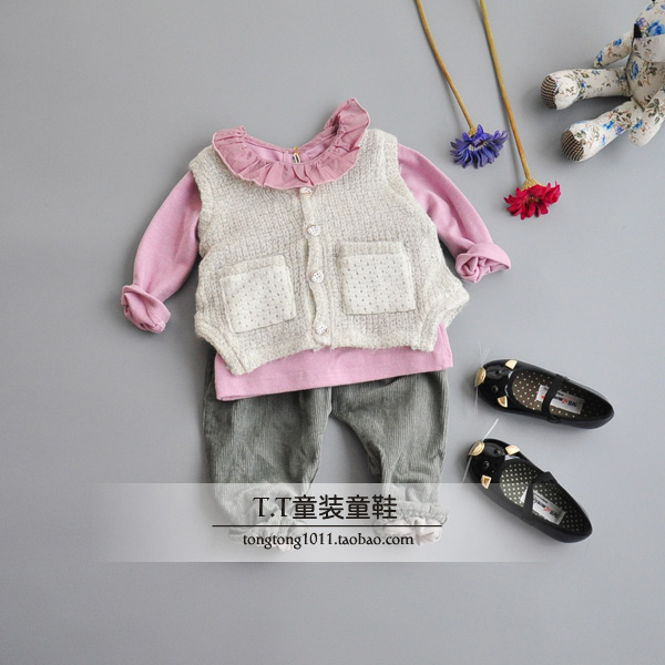 2015年秋季新款童装小童小宝套装小童纯棉打底衫儿童韩版马甲