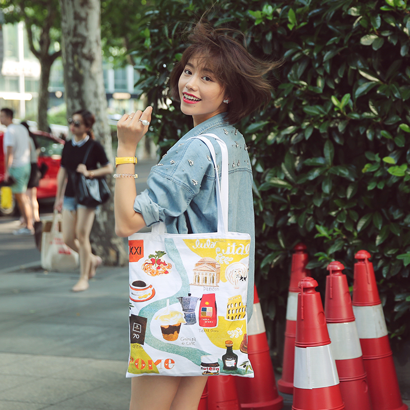 【IT GIRL × LULA】lula手绘插画旅行系列麻质环保购物袋