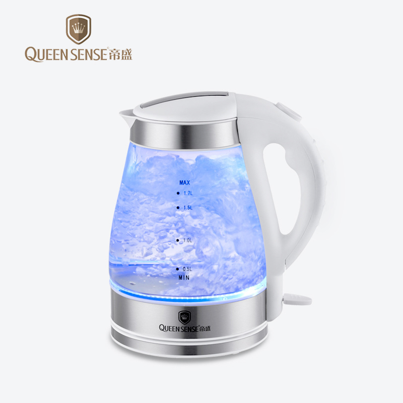 透明玻璃电热水壶 自动断电蓝光烧水壶开水壶 德国肖特高硼硅玻璃