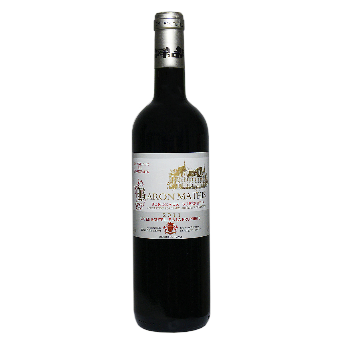 顺丰快递法国进口红酒 法国AOC 玛休斯男爵波尔多干红葡萄酒 2011