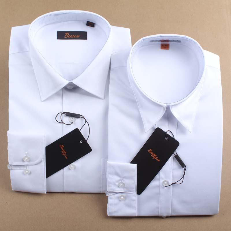 BUSEN步森衬衫男女式纯白色商务长袖衬衣 高级白领职业装正品衬衫