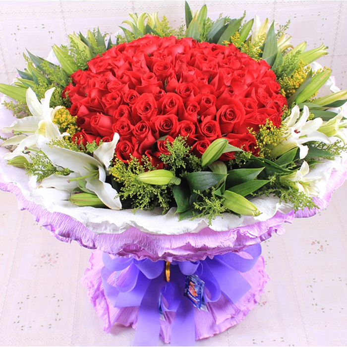 七夕66朵红玫瑰花鲜花速递成都武汉广州上海北京南京合肥全国送花