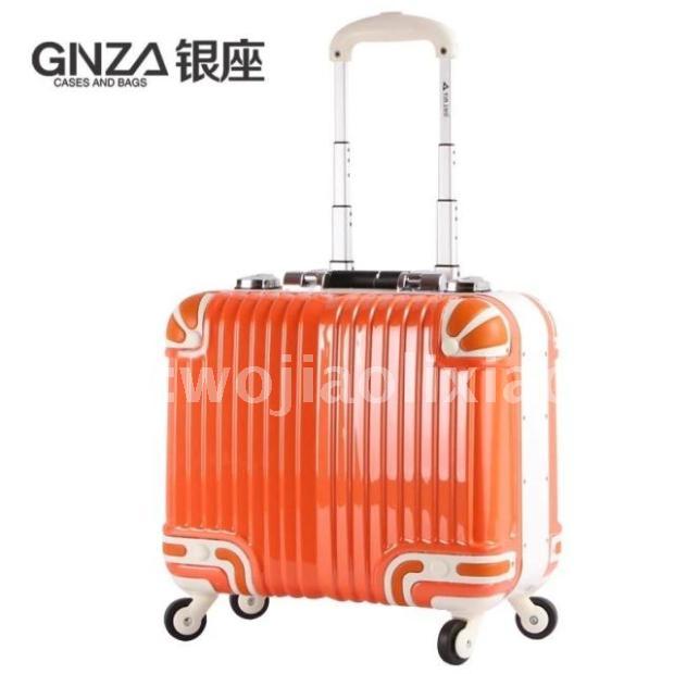 银座 高档皮质包角铝框拉杆箱万向轮旅行箱 学生行李硬箱登机箱