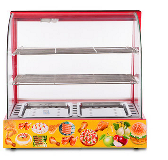 托基司红色弧形三层电热玻璃保温柜/蛋糕面包陈列柜/食物展示柜