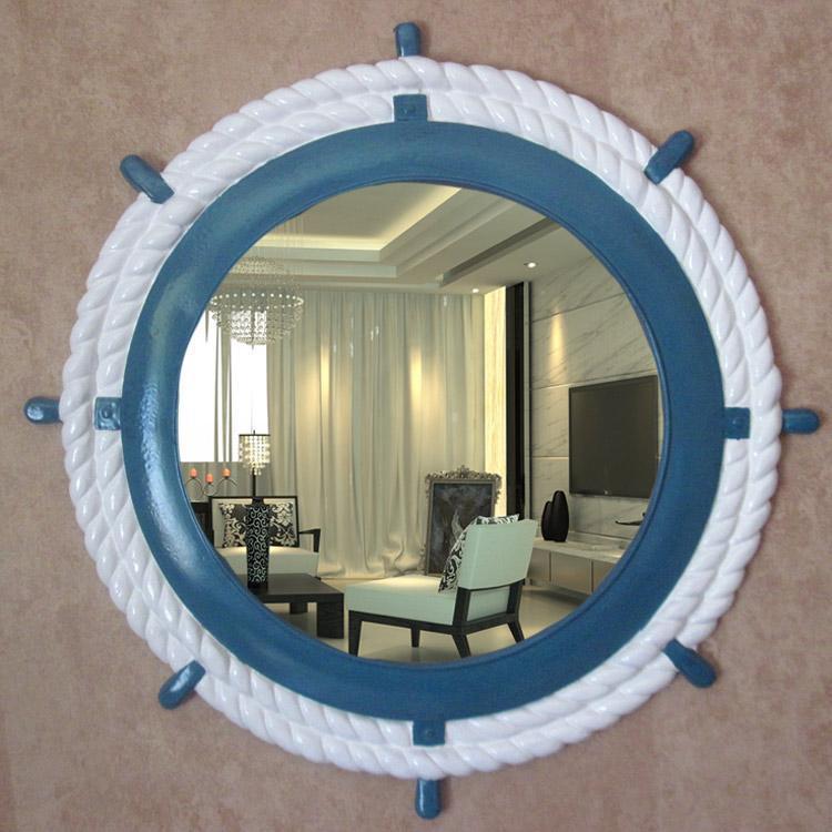 欧式壁挂地中海风格浴室镜子创意卫生间镜子卫浴镜梳妆镜洗漱镜子