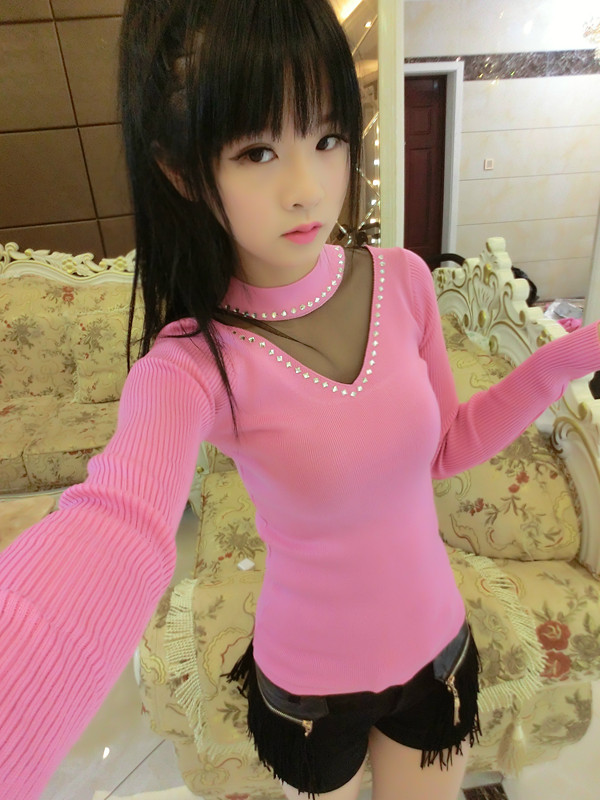 2015秋冬韩版新款套头长袖高领纯色针织衫修身显瘦毛衣女士打底衫
