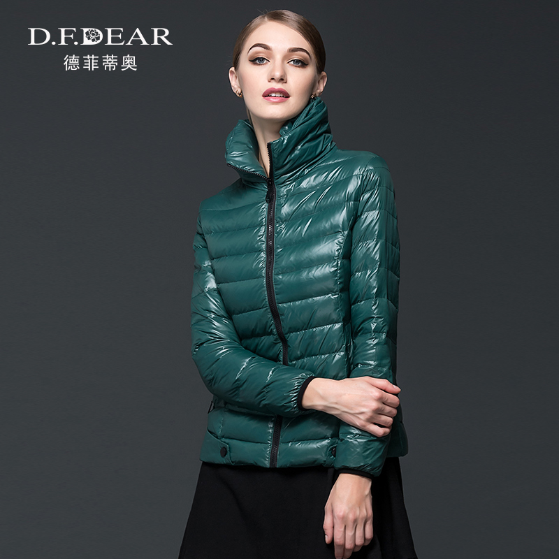 德菲蒂奥冬季新品时尚韩版保暖立领长袖短款羽绒服女