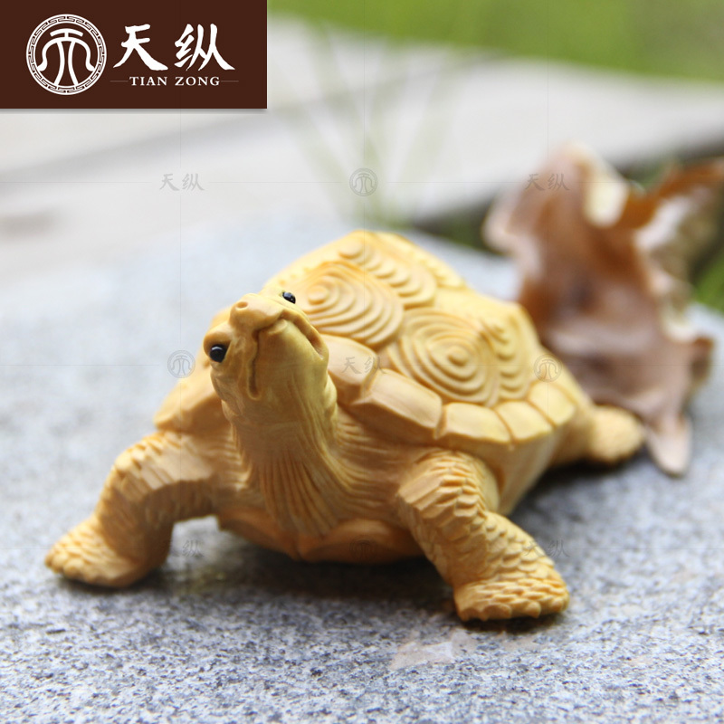 黄杨木雕龙龟茶宠实木动物摆件手把件 木质文玩品红木雕刻工艺品