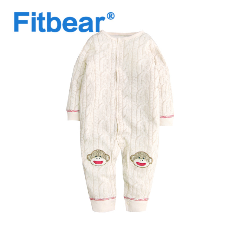 FITBEAR 初生婴儿衣服男婴儿连身衣长袖包脚婴幼连体衣服哈衣爬服