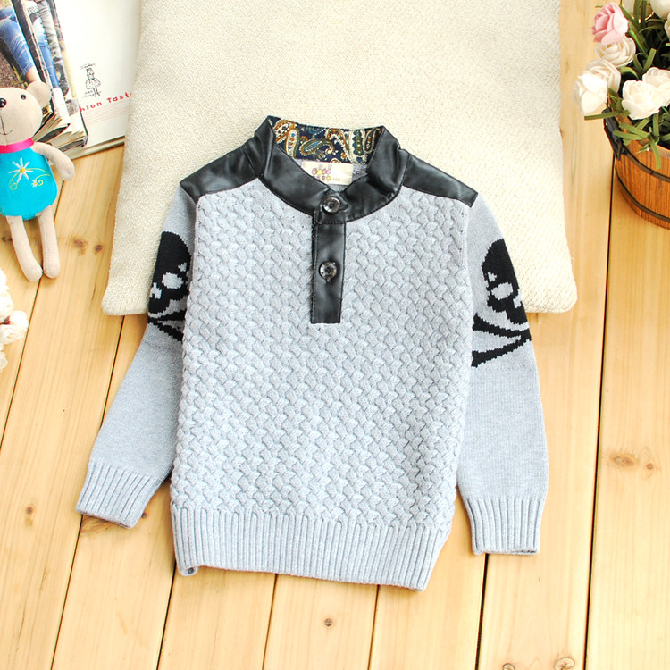 贝蕾地童装男童冬装2015新款 儿童宝宝立领套头毛衣针织衫