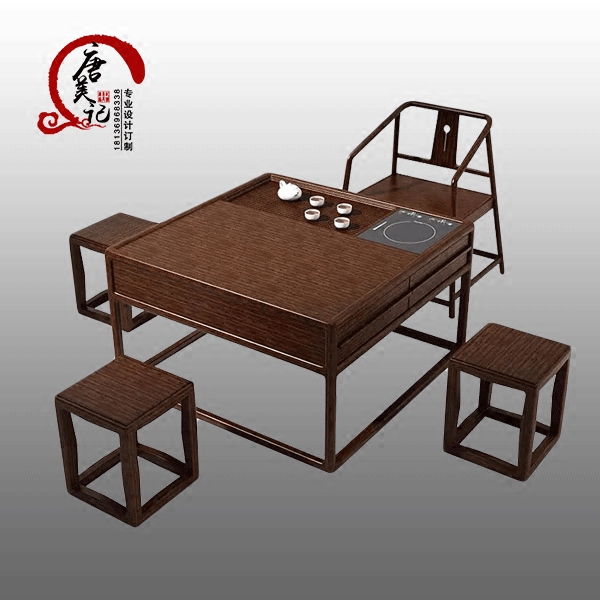 新中式茶桌椅组合现代简约茶楼功夫茶几禅意家具定制客厅实木茶台