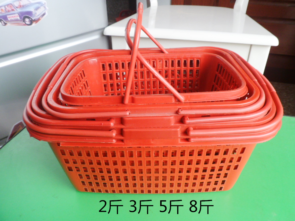 塑料篮批发 大红色塑料篮子 2斤3斤5斤8斤装 草莓手提采摘篮子好