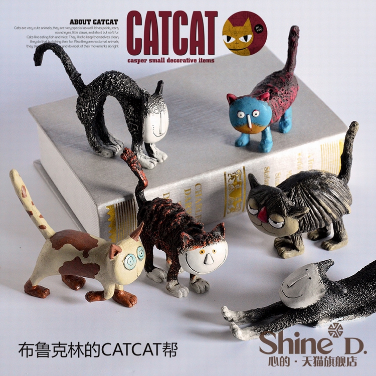Shined.布鲁克林CAT帮黑帮猫咪玩具摆件 超萌小猫创意家居装饰品