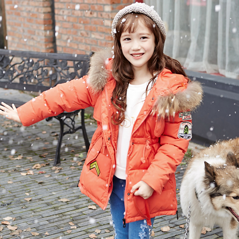 女童羽绒服中长款加厚2015年新款秋冬韩版潮童装中学生羽绒服外衣